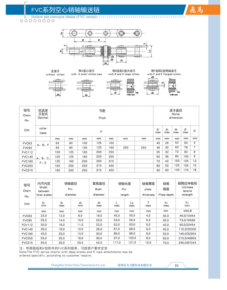 FVC系列空心銷(xiāo)軸輸送鏈